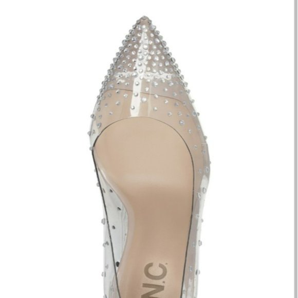INC International Concepts Katey Clear Vinyl Pumps Silver Bling -6.5 - Picture 4 of 8